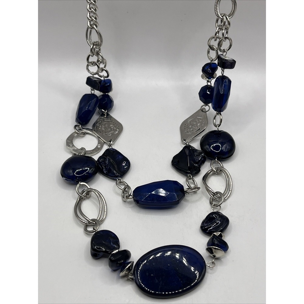 COLOR By Kohl's Multicolor Blue Beads Statement‎ Necklace-NWT